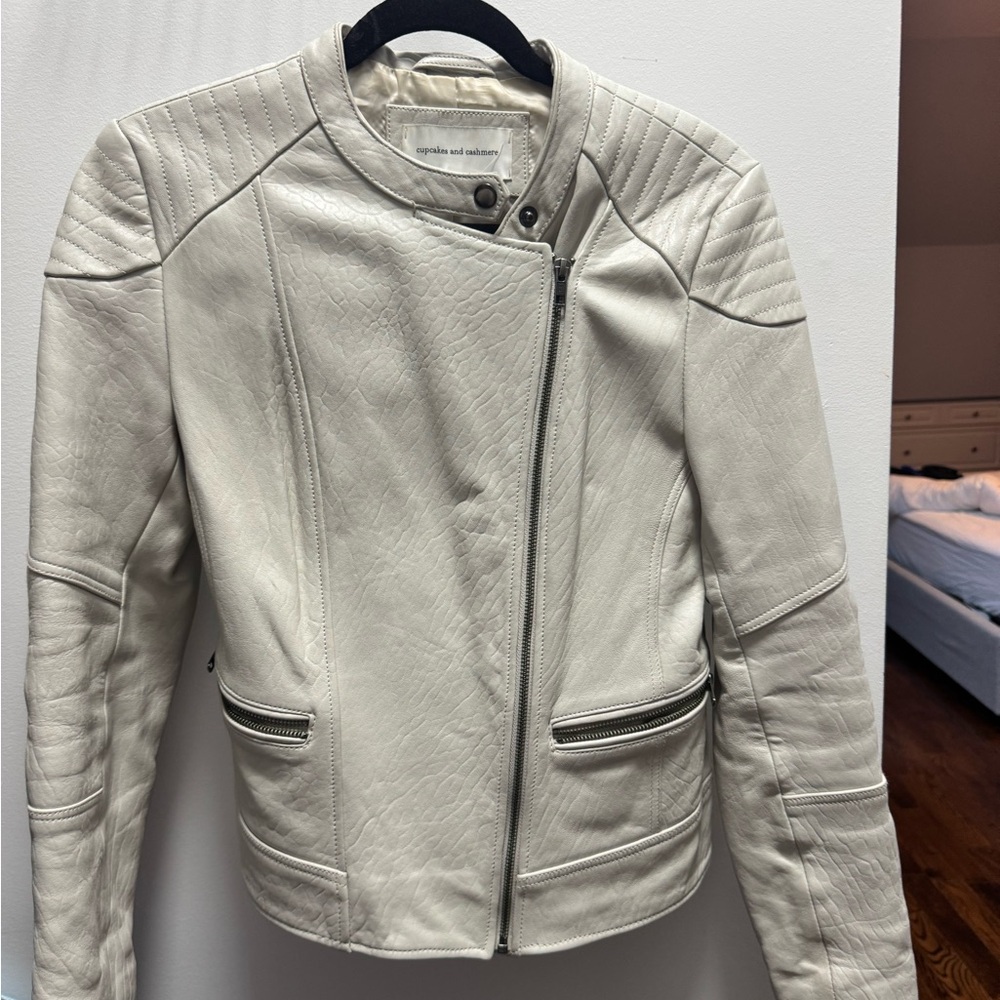cupcakes & cashmere Cream Leather Jacket